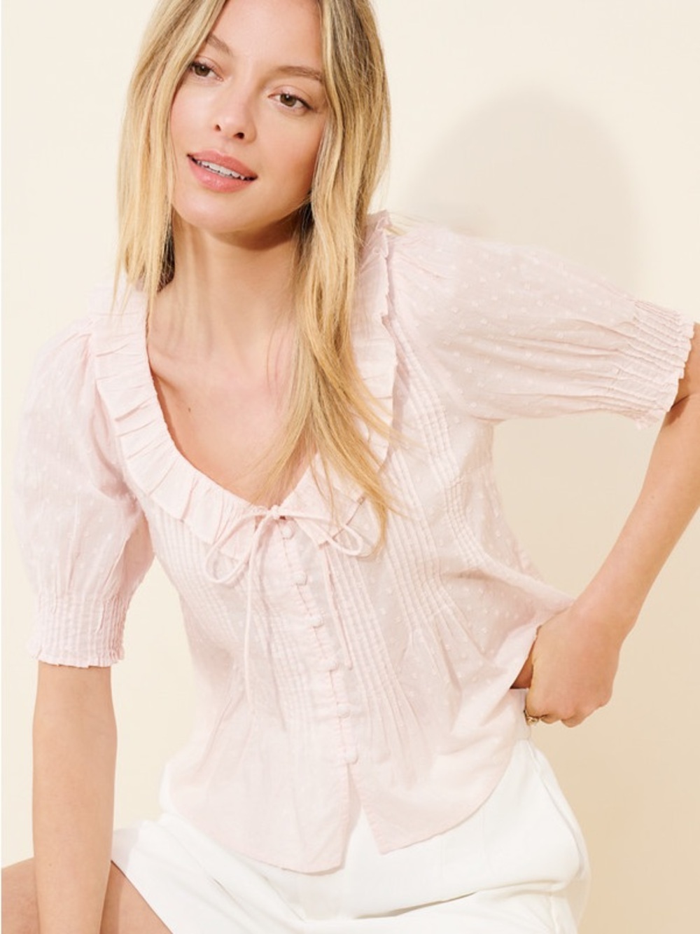 Hill House The Camri Scoop Neck Top in Pink Size L